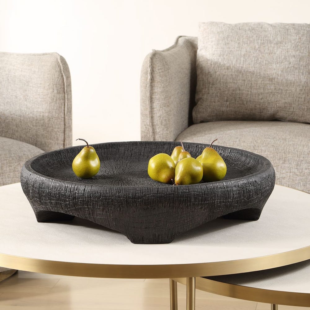 Textured Black Indoor Outdoor Bowl