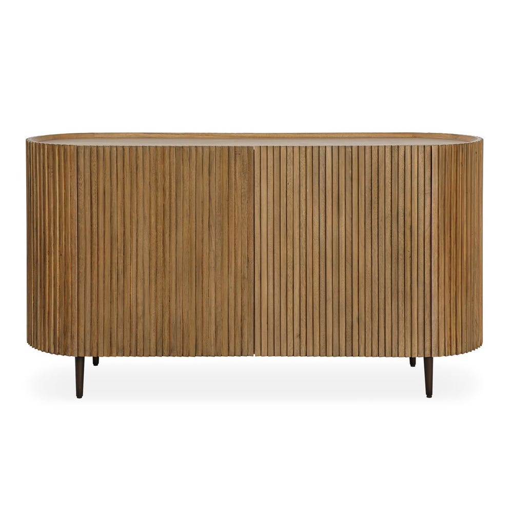 Rounded Pleated Oak Two Door Cabinet