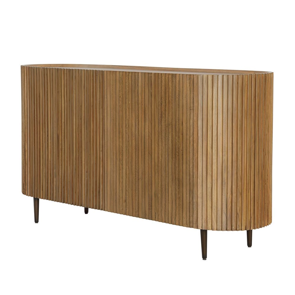 Rounded Pleated Oak Two Door Cabinet