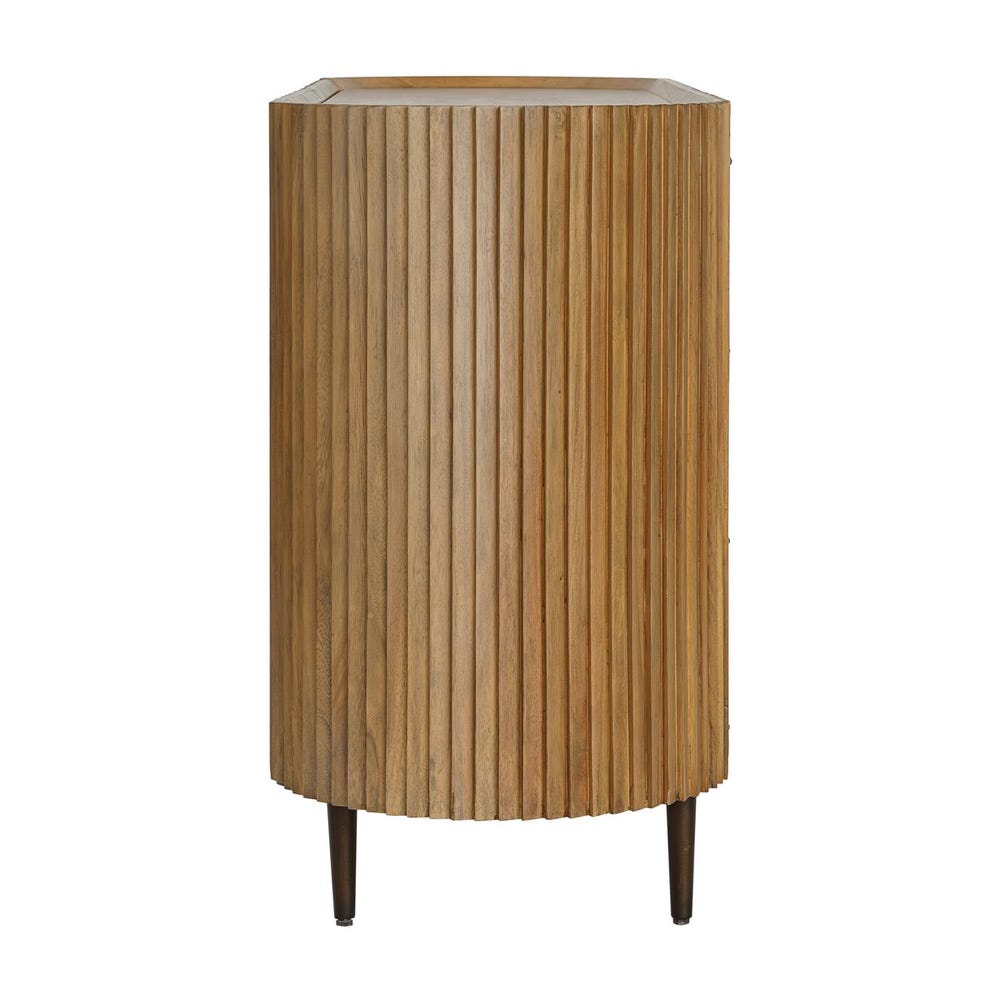Rounded Pleated Oak Two Door Cabinet