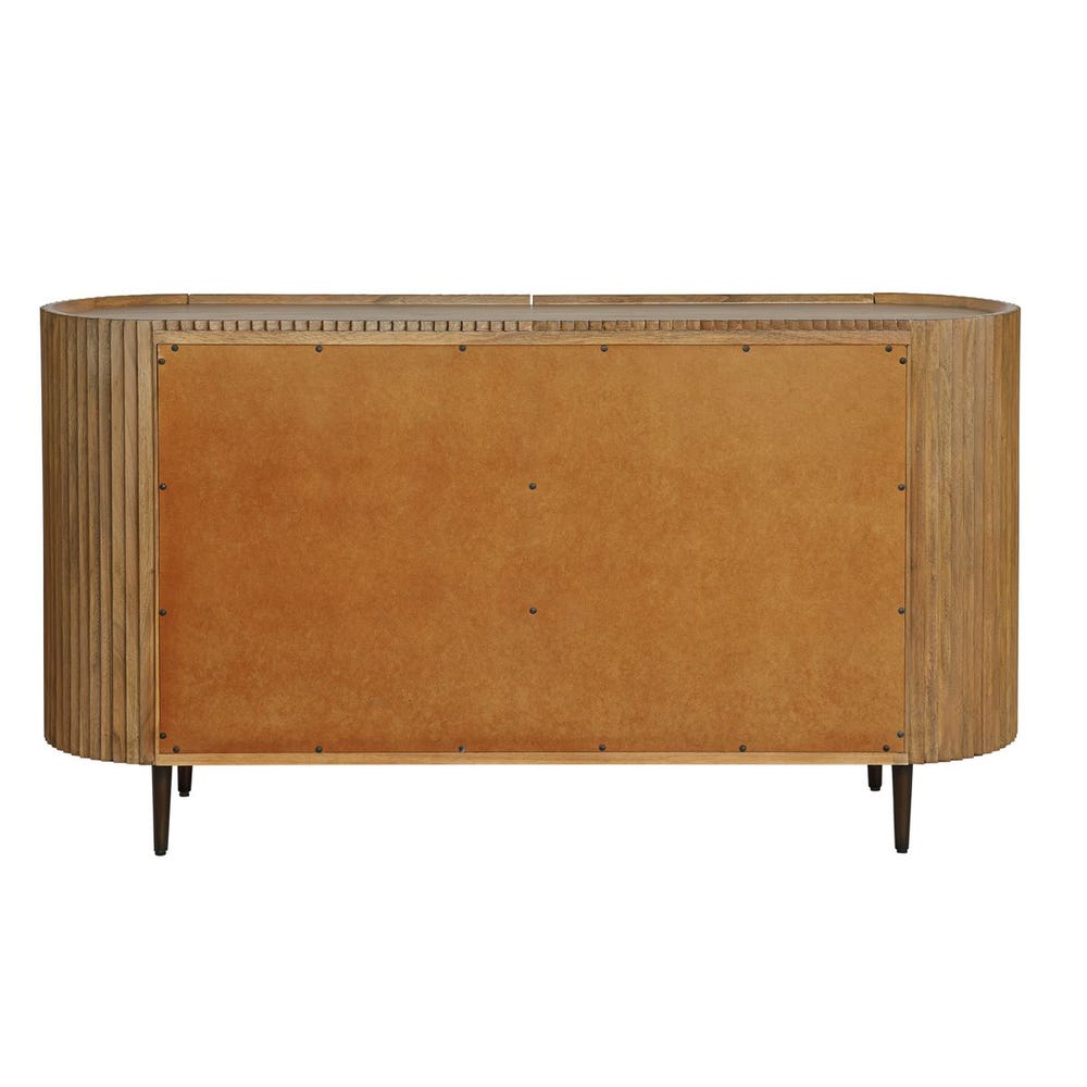 Rounded Pleated Oak Two Door Cabinet