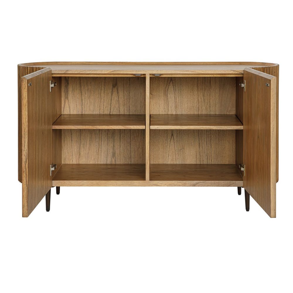 Rounded Pleated Oak Two Door Cabinet