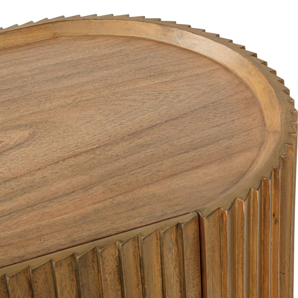 Rounded Pleated Oak Two Door Cabinet