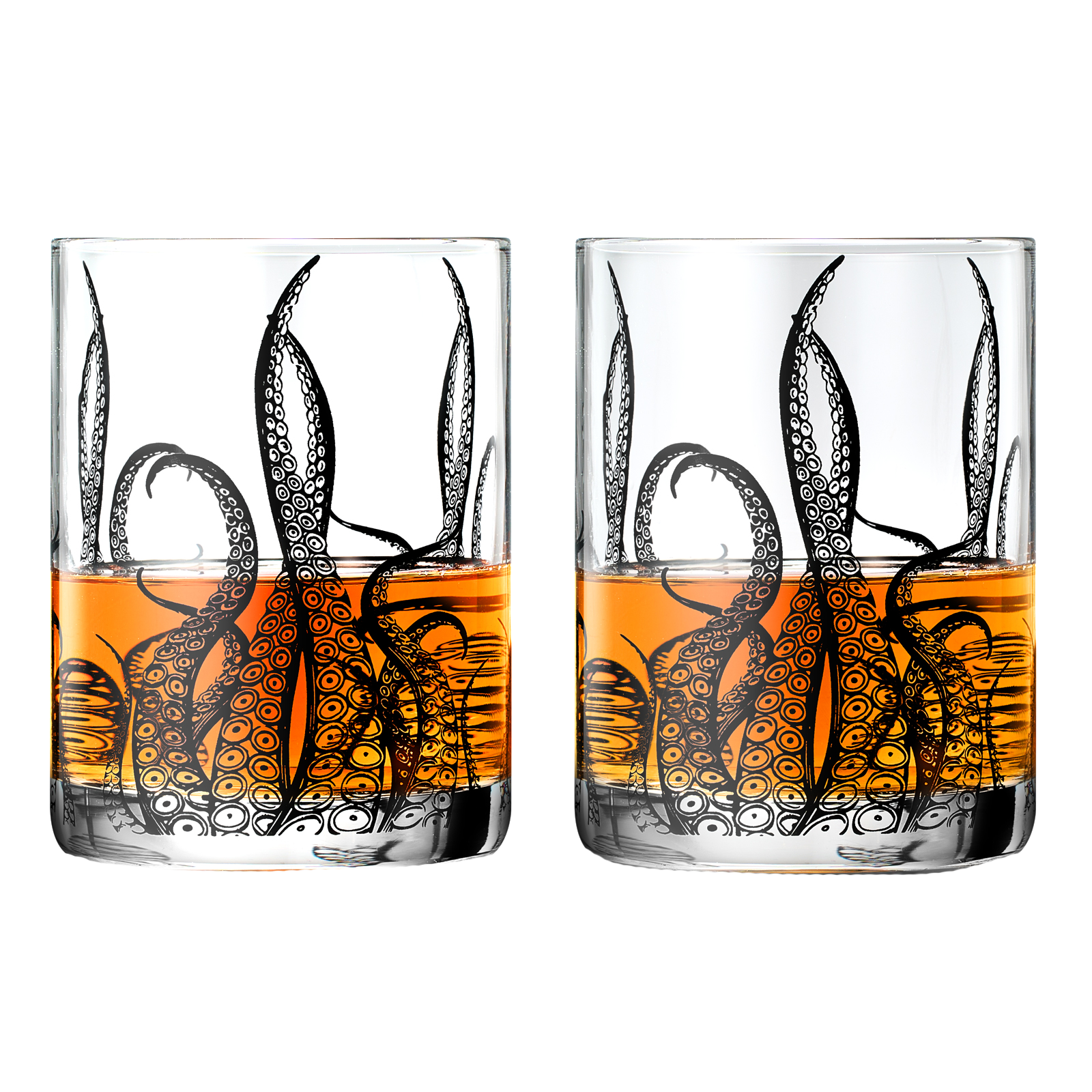 Octopus Tentacle Whiskey Glassware Set Of 2 9 Oz Handmade Craft Beer Cocktail Water Bar Rock Glass K