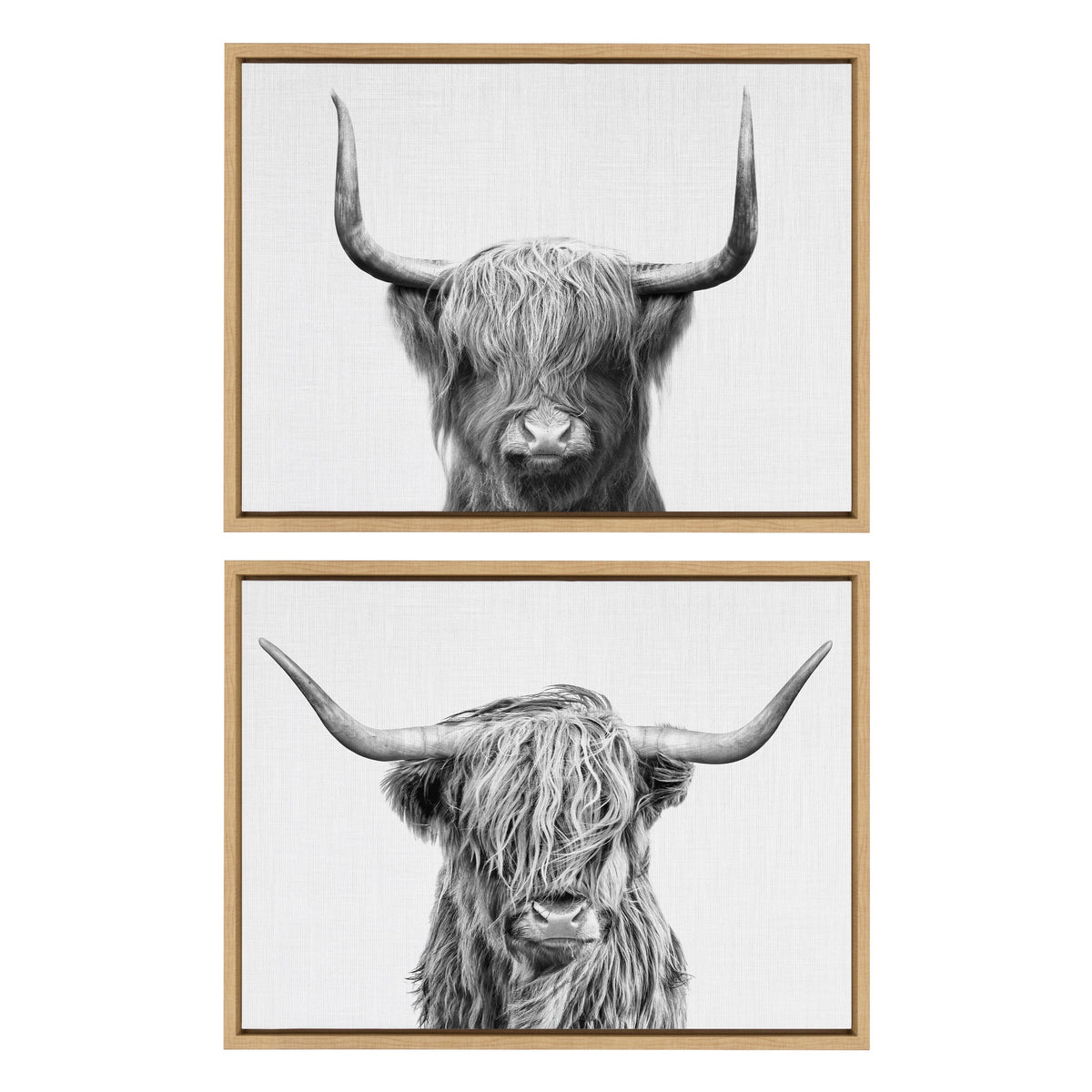 Sylvie Highland and Highland Cow 2 Framed Canvas by Simon Te of Tai Prints
