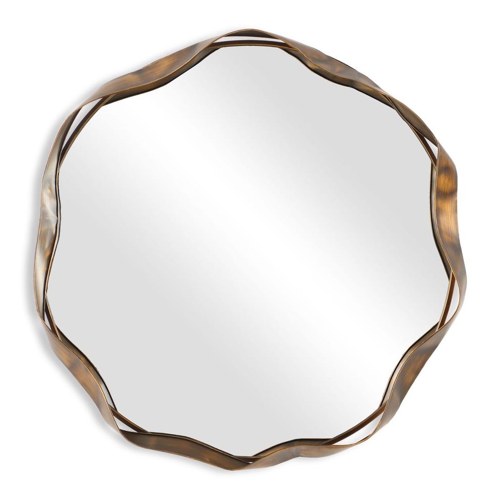 Marielle Sculptural Bronze Round Wall Mirror