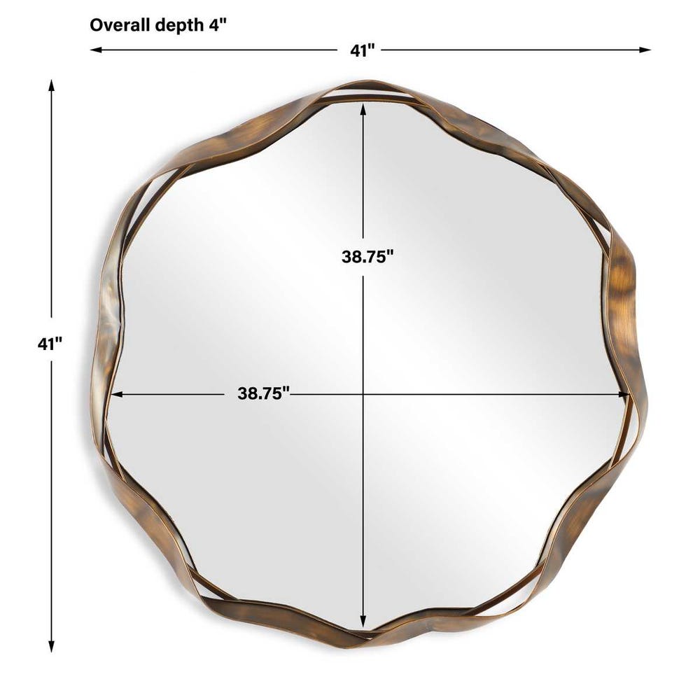 Marielle Sculptural Bronze Round Wall Mirror
