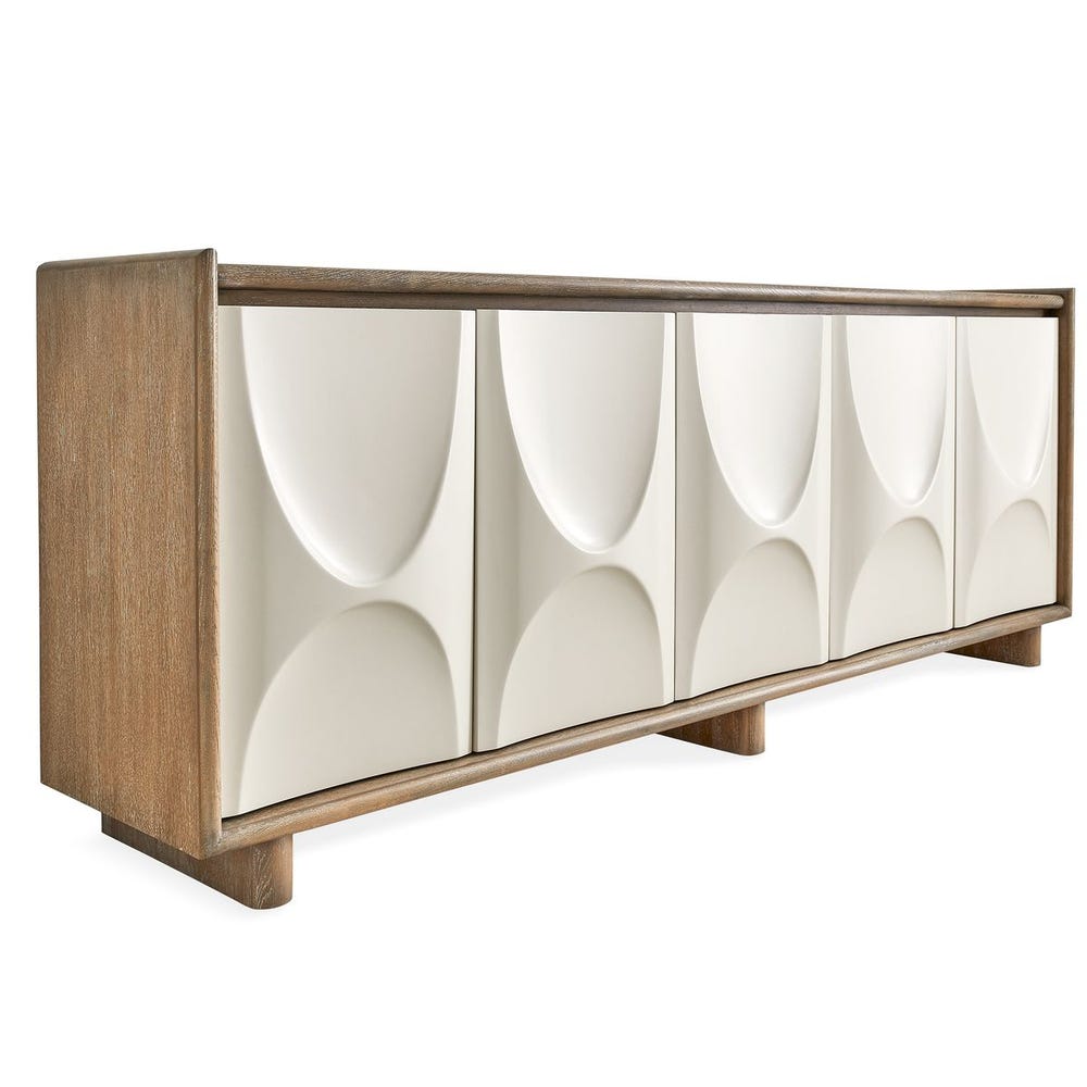 Sorella Sculptural White Oak 5-Door Cabinet