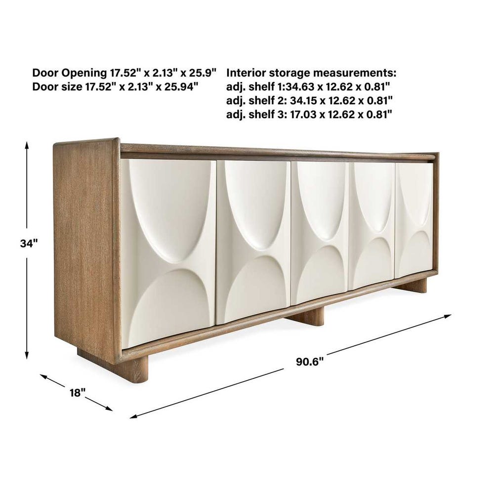 Sorella Sculptural White Oak 5-Door Cabinet