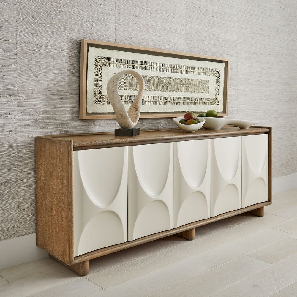 Sorella Sculptural White Oak 5-Door Cabinet
