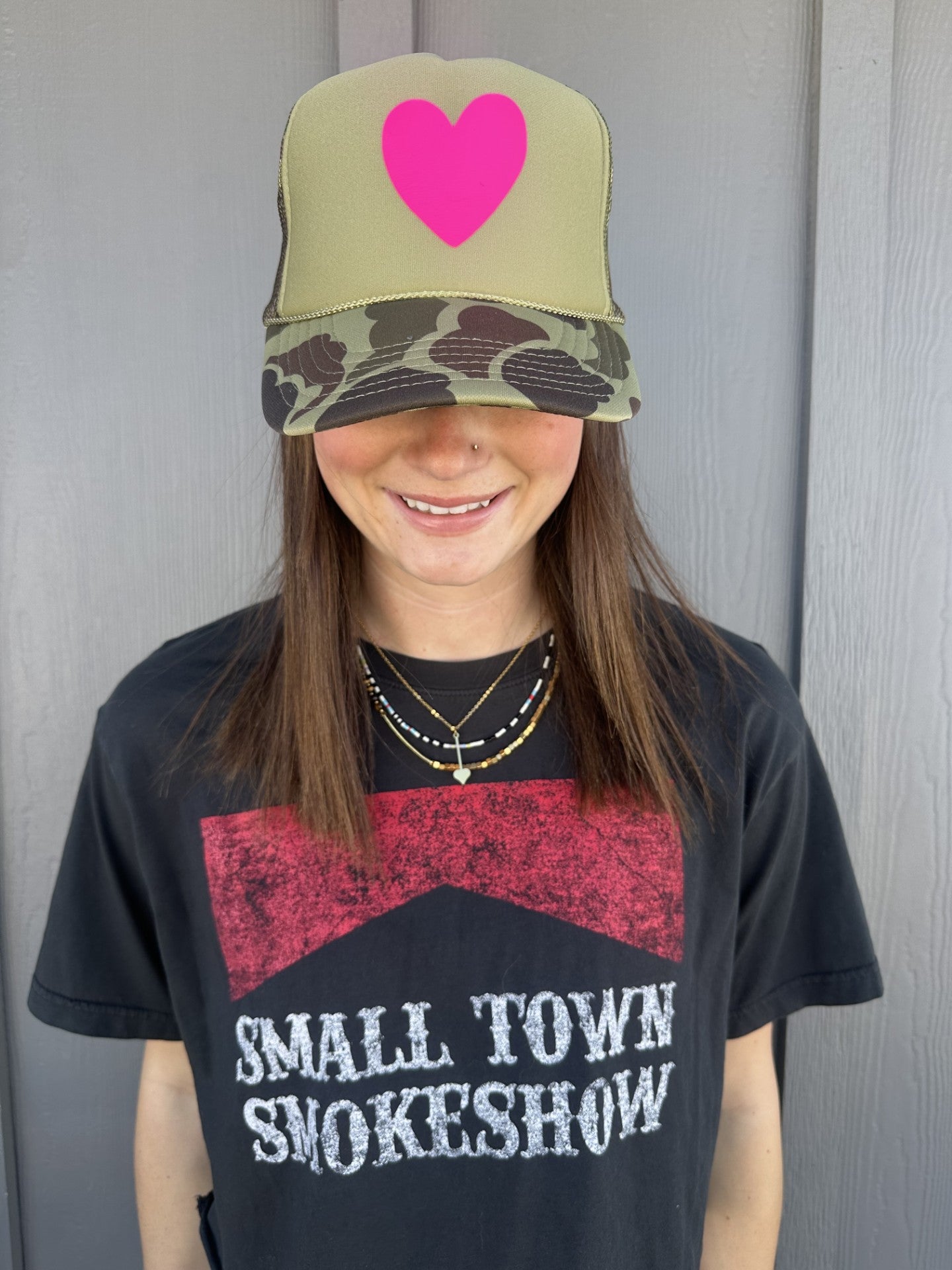 Artsy Heart - Camo Split Front Hat