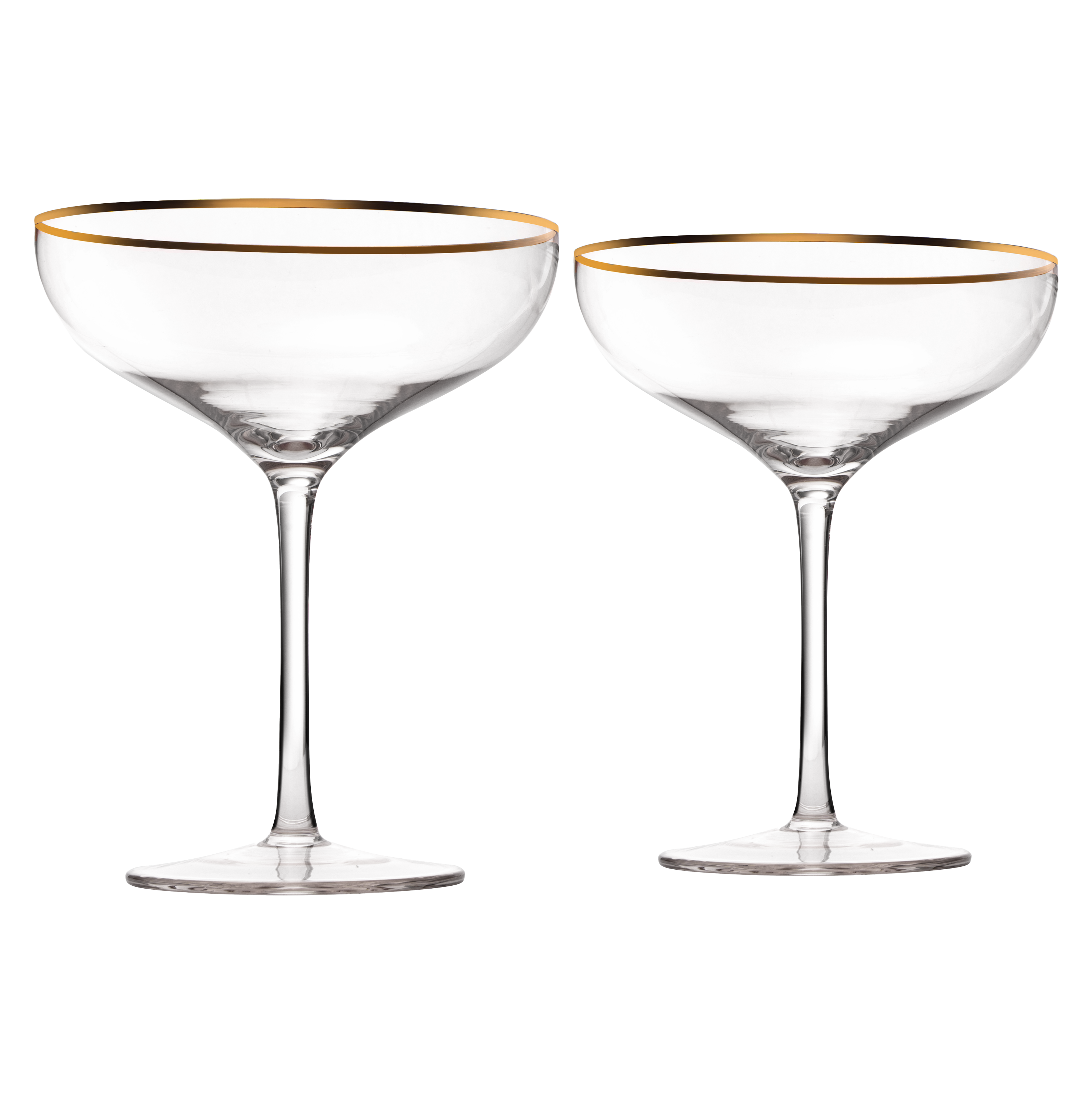 Colored Crystal Gilded Rim Coupe Glass Large 9OZ Cocktail Champagne Glasses 2 Set Vi