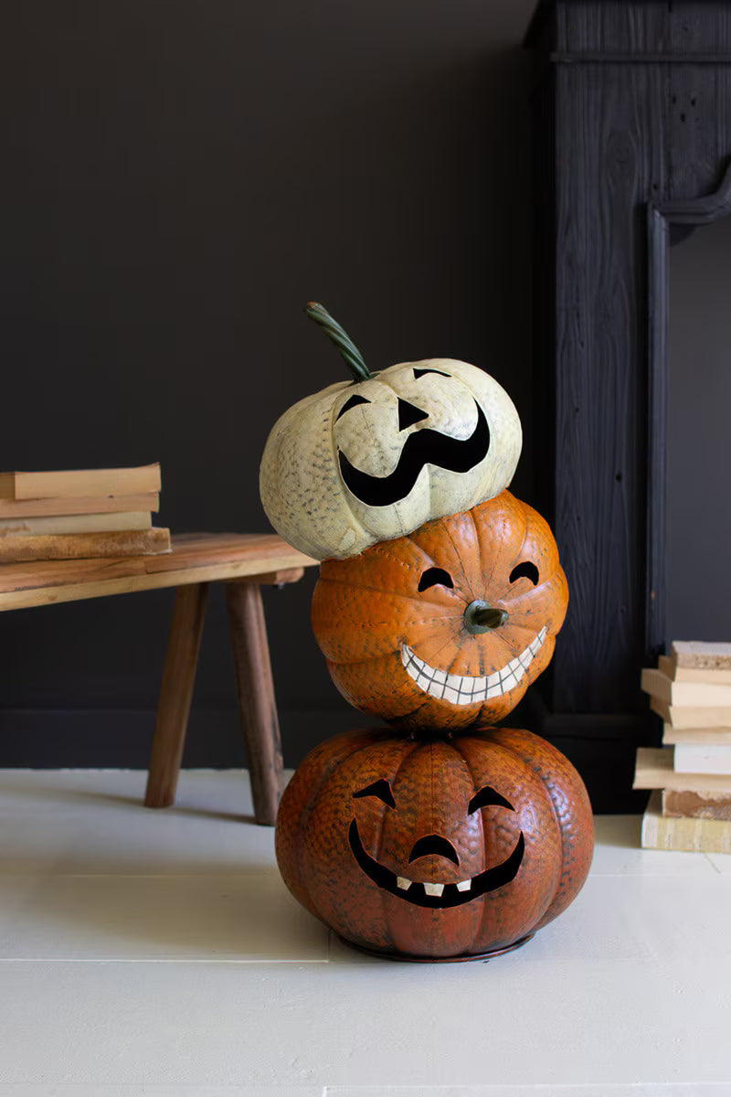 Stacked Metal Jack-O-Lantern Decor