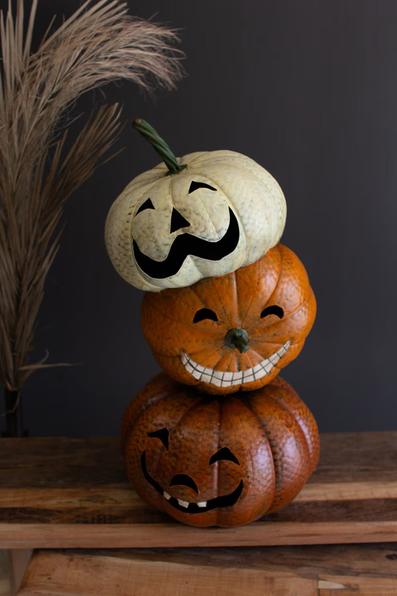 Stacked Metal Jack-O-Lantern Decor
