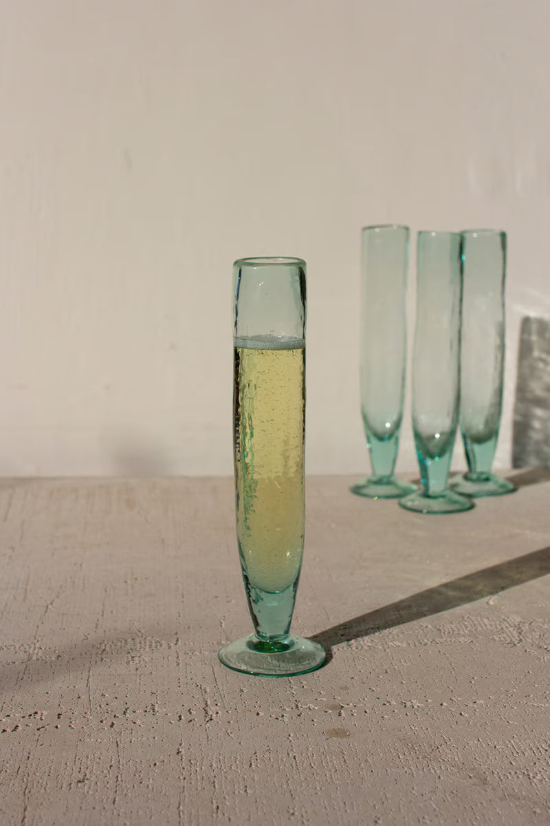 Colombian Recycled Glass Champagne Flutes