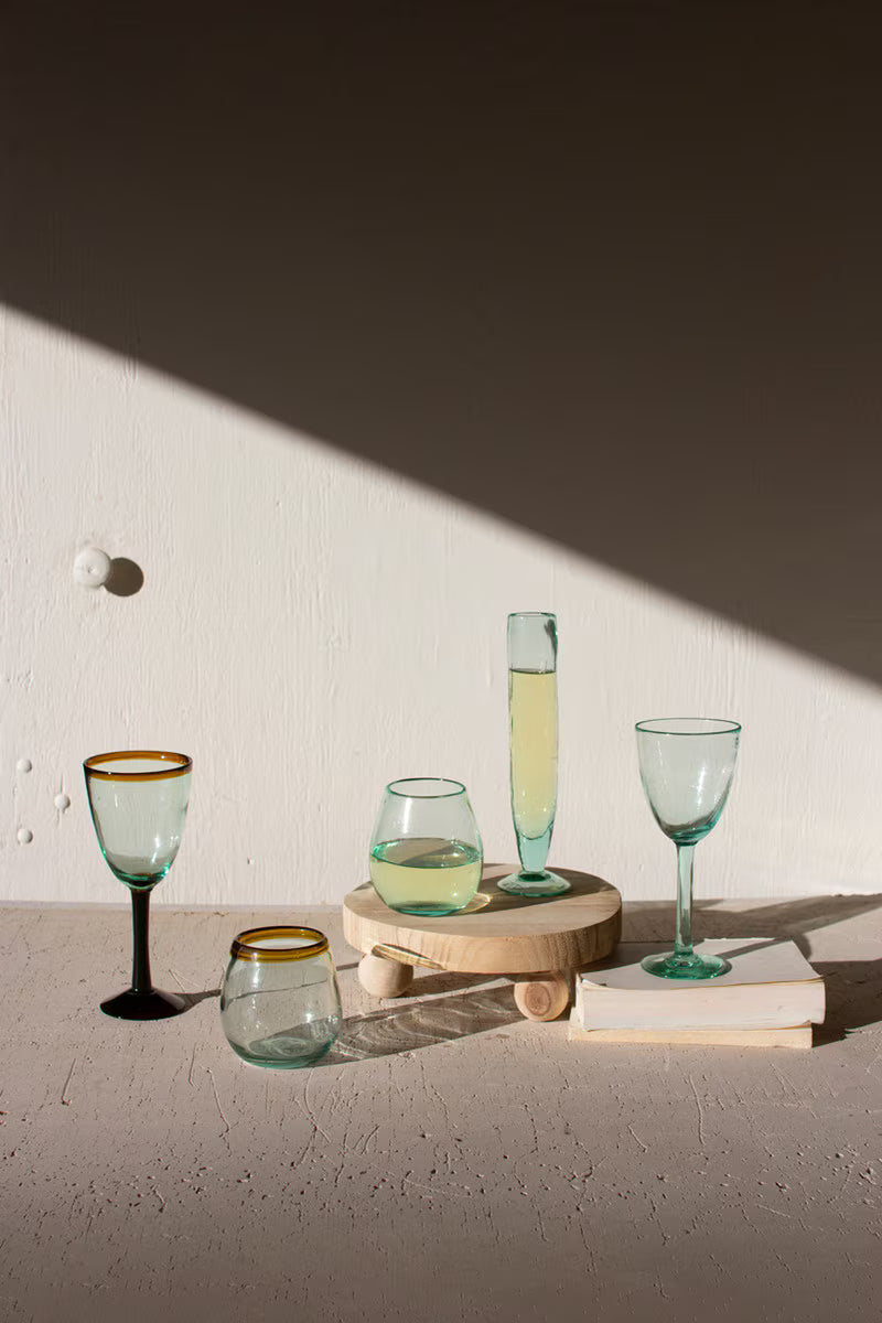 Colombian Recycled Glass Champagne Flutes