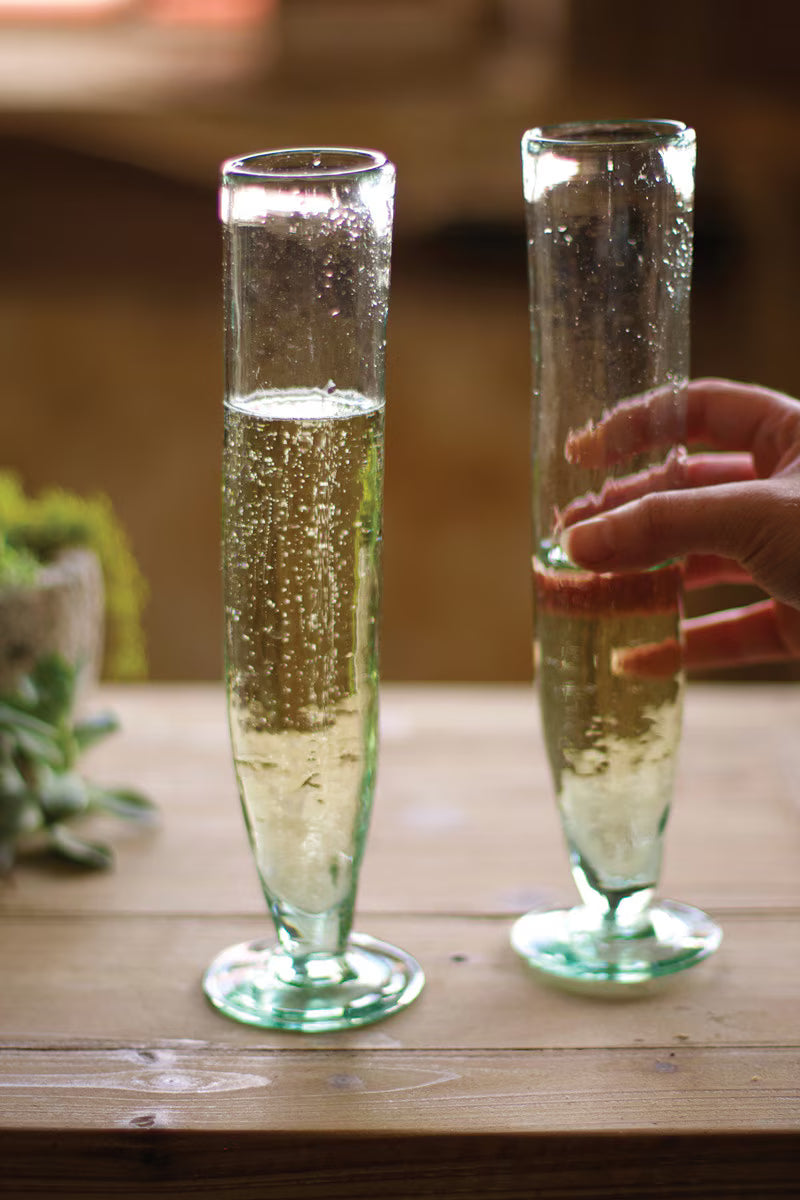 Colombian Recycled Glass Champagne Flutes