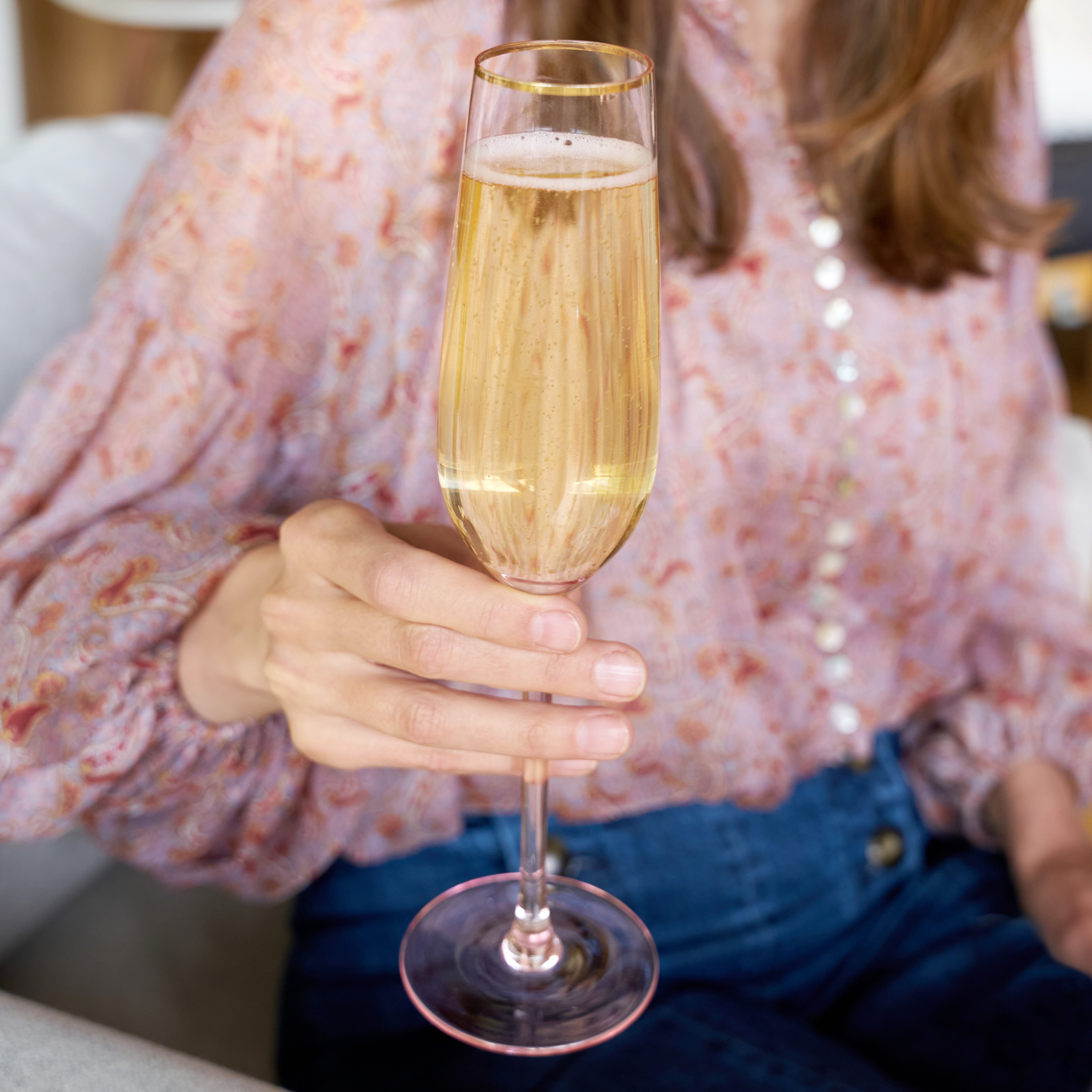 Rose Crystal Champagne Flute Set