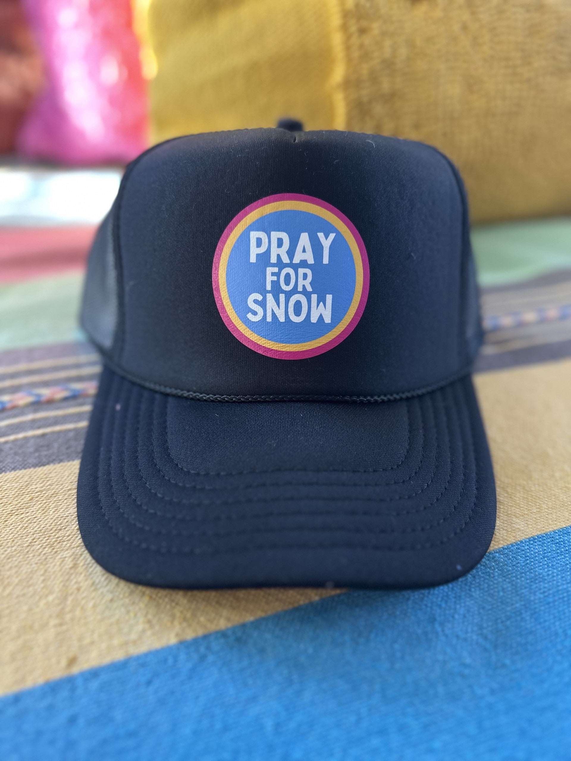 Pray for Snow - Black Trucker Hat