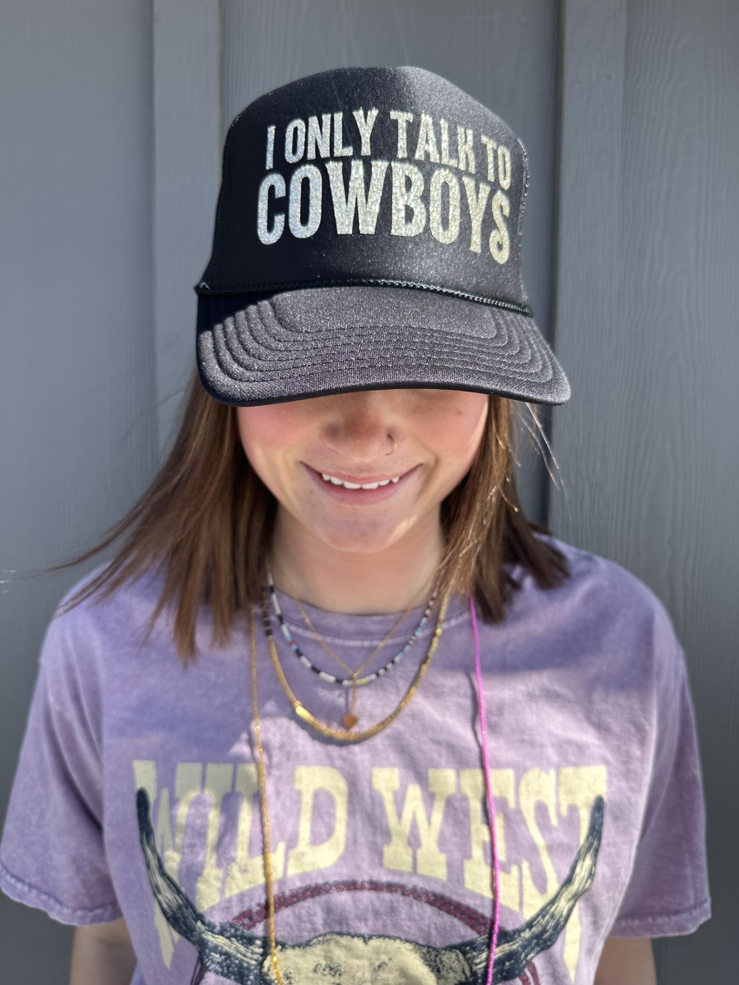 I Only Talk to Cowboys - Black Trucker Hat