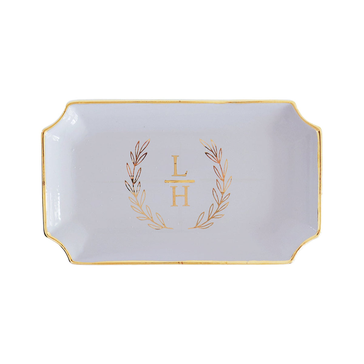 Laurel Wreath Monogram Trays with Gold Accent