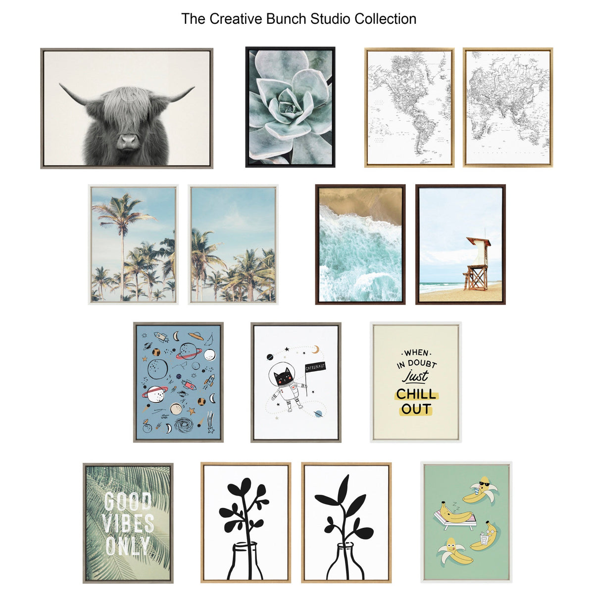 Sylvie Hey Dude Highland Cow Color Framed Canvas by The Creative Bunch Studio