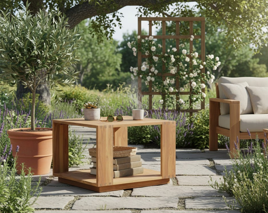 Imperial Grove Solid Teak Wood Outdoor End Table Stylish