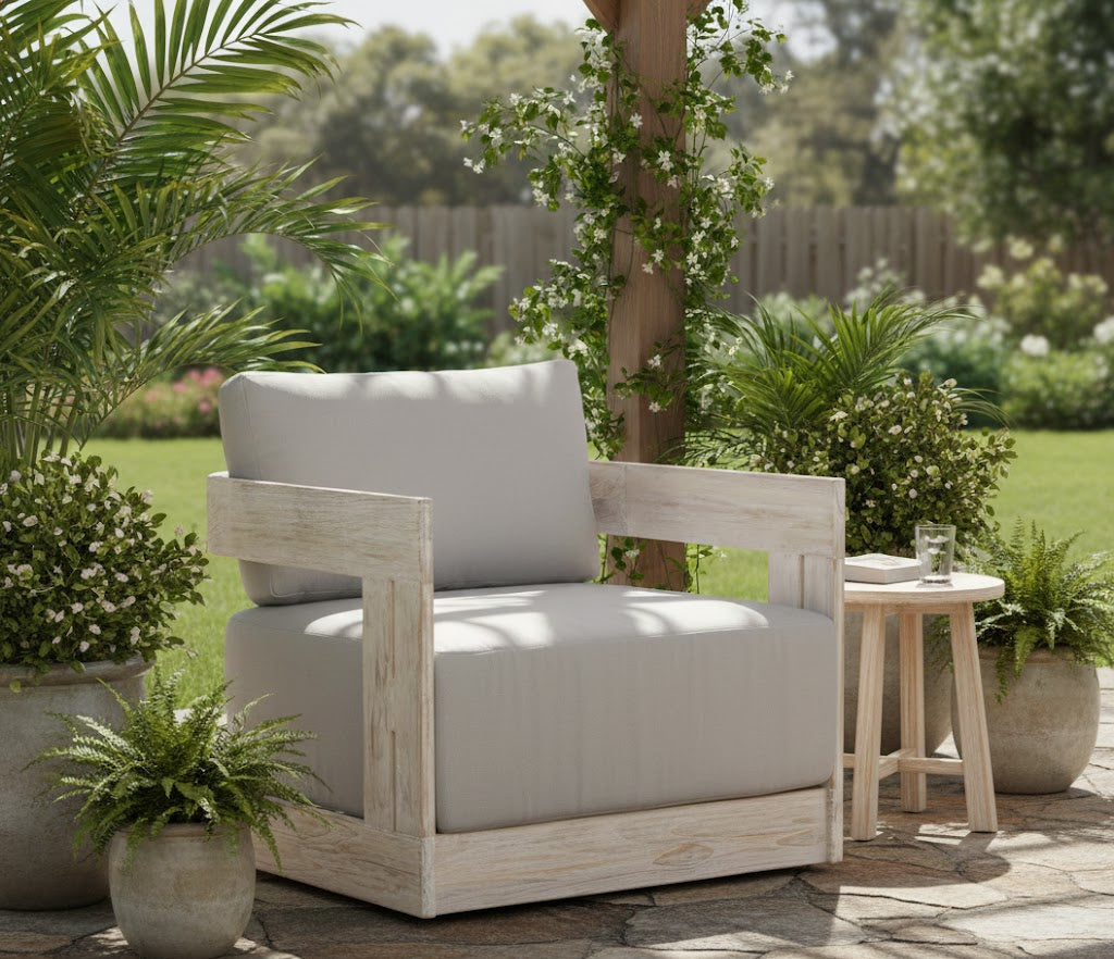 Paradiso Outdoor Solid Teak Wood Natural Look Swivel Chair