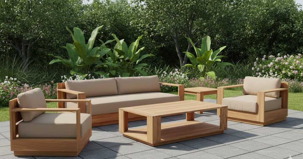 Imperial Grove Outdoor Solid Teak Wood Sofa Set