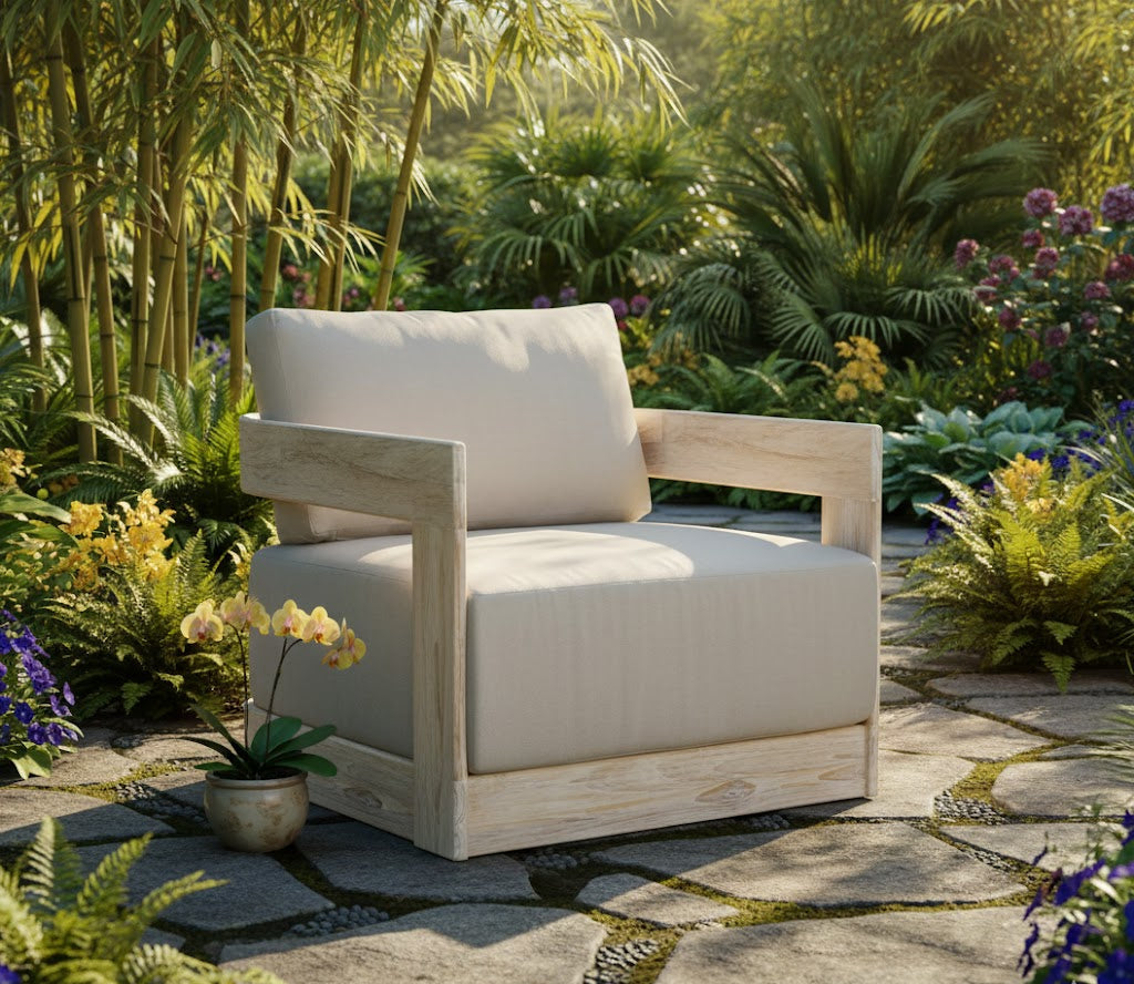 Paradiso Outdoor Solid Teak Wood Natural Look Swivel Chair
