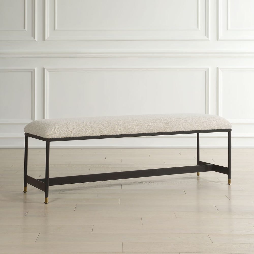 The Ellison Wool-Textured Upholstered Bench