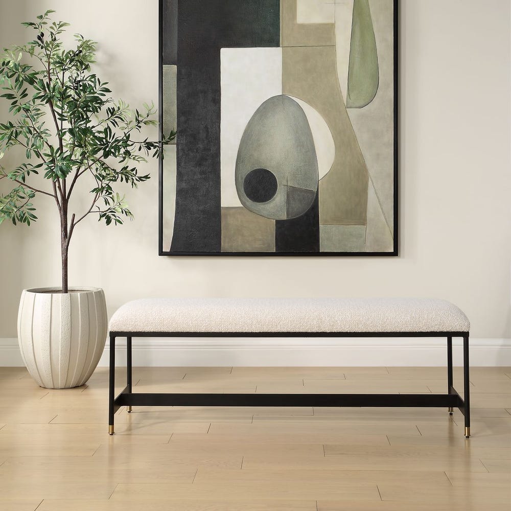 The Ellison Wool-Textured Upholstered Bench