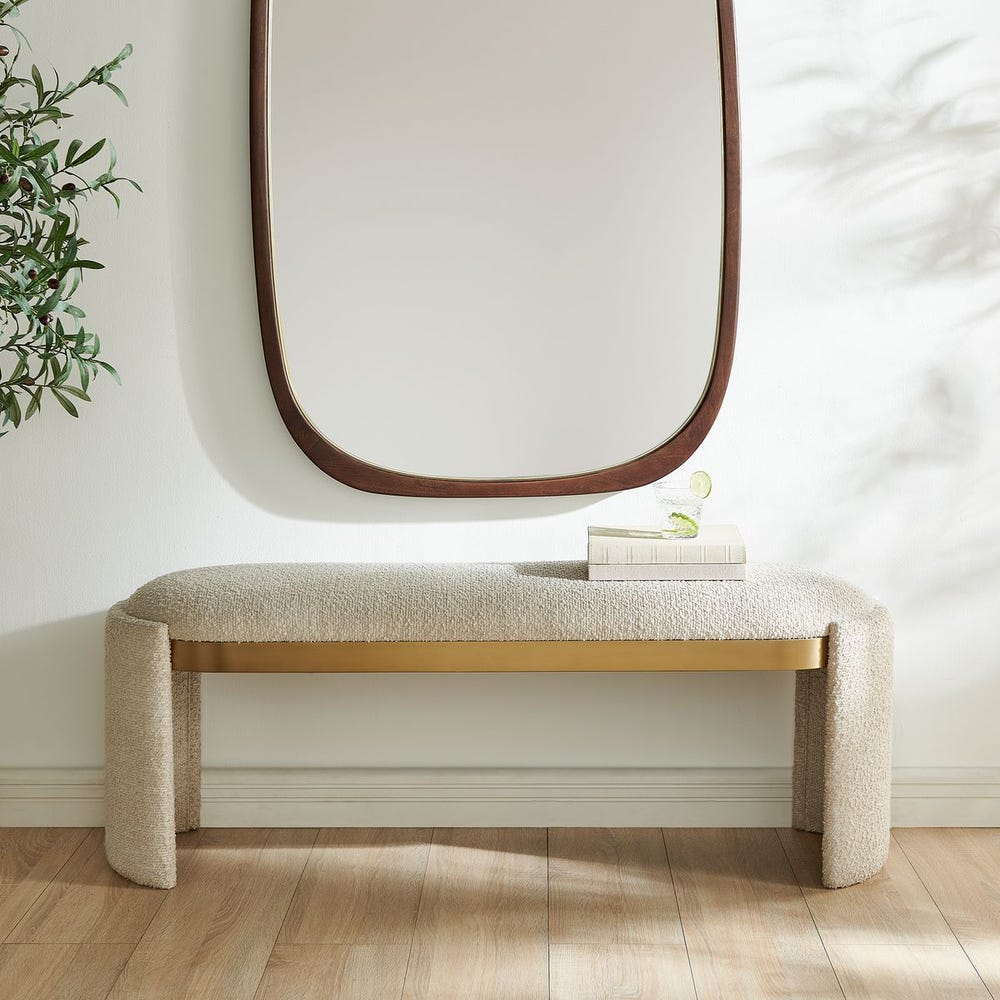 Beline Bone Bouclé Bench