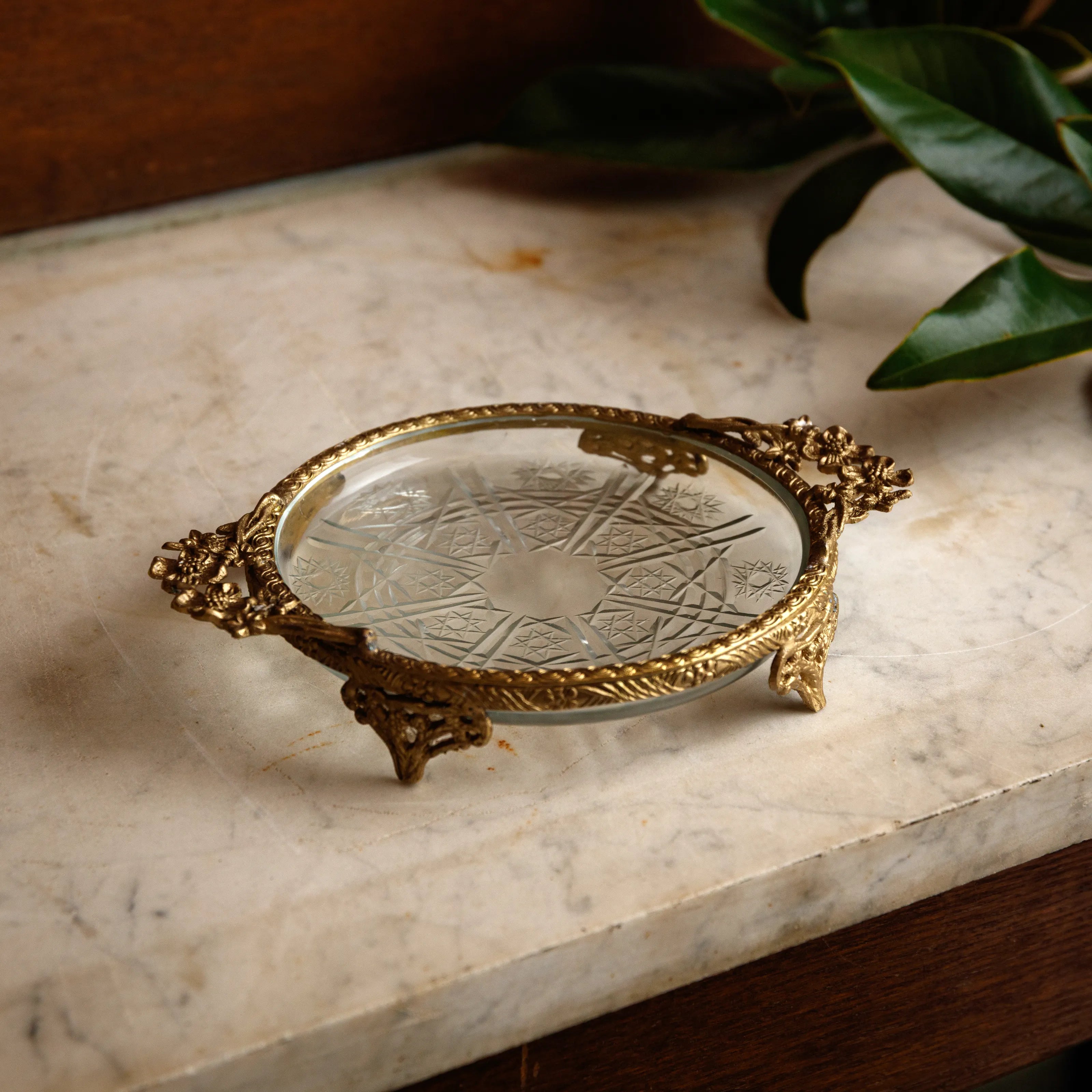 Gilded Crystal Valet Dishes, Set of 4