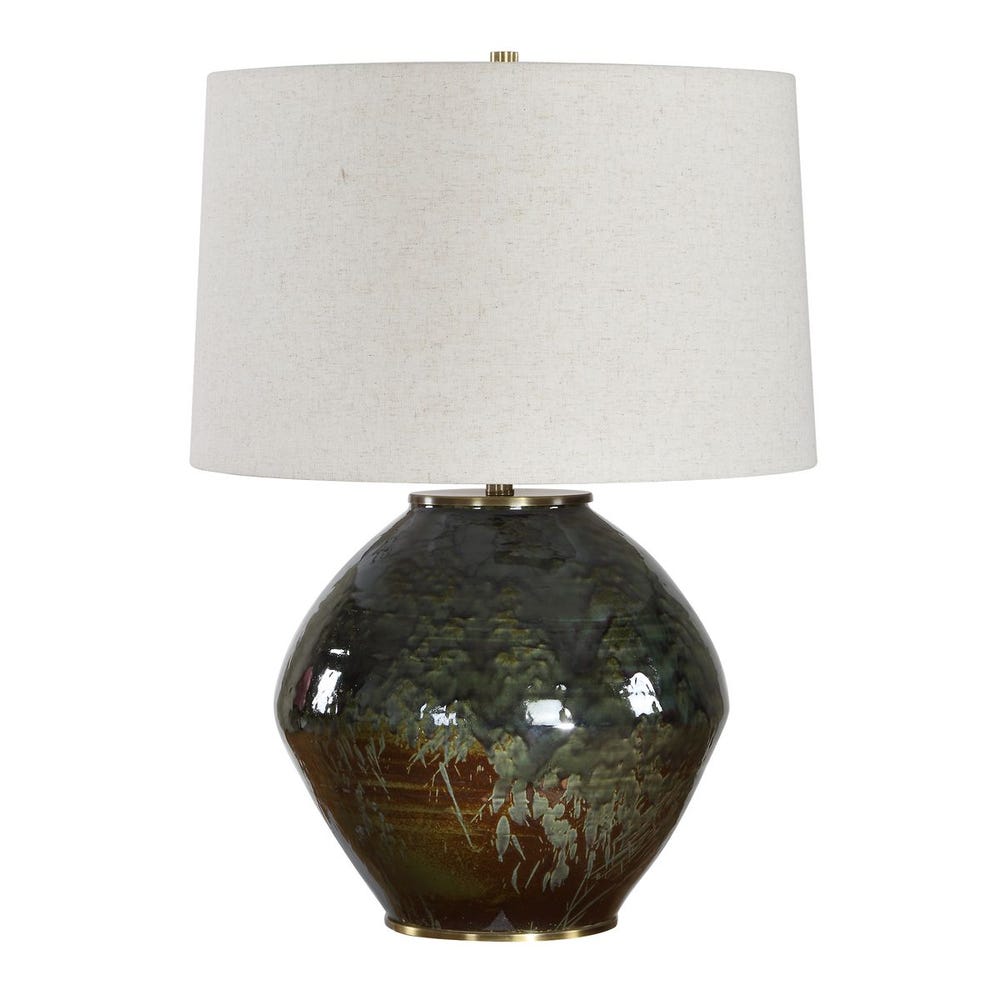 Vesper Blue & Moss Glazed Ceramic Table Lamp