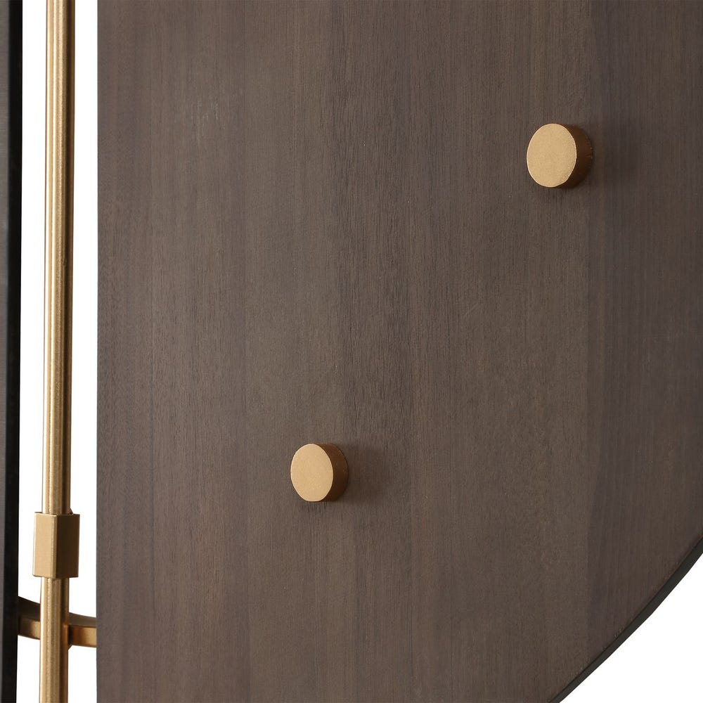 Walnut and Gold Oversized Wall Clock