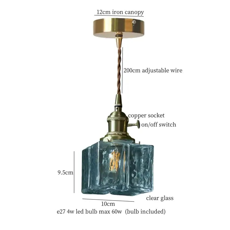 Warm brass cracked glass led pendant light for kitchen dining room
