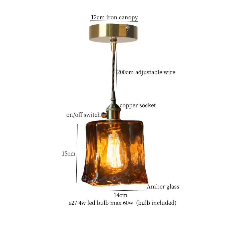 Warm brass cracked glass led pendant light for kitchen dining room