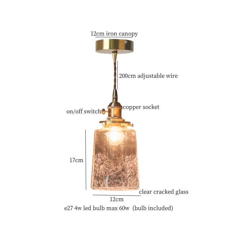 Warm brass cracked glass led pendant light for kitchen dining room