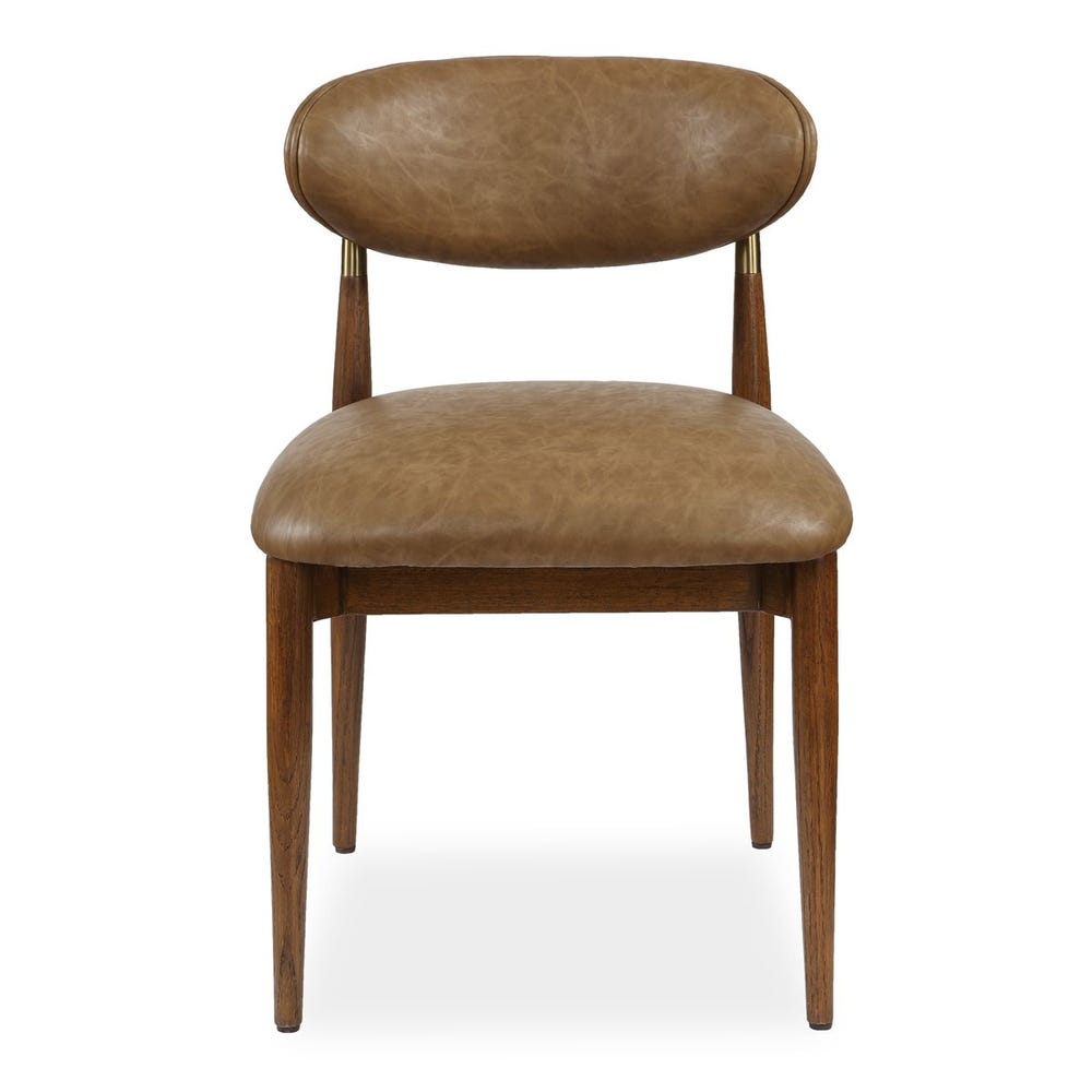 Waverly Camel Upholstered & Walnut Armless Dining Chair (Set of 2)