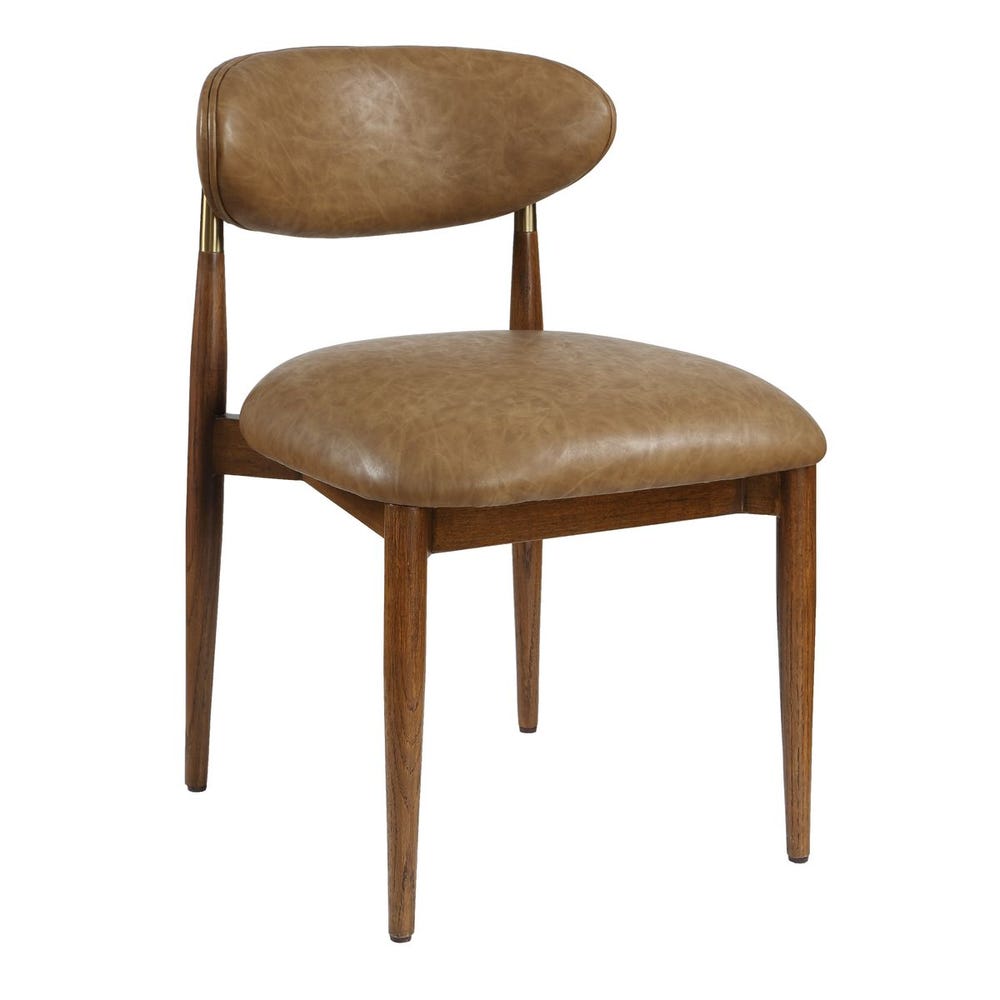 Waverly Camel Upholstered & Walnut Armless Dining Chair (Set of 2)