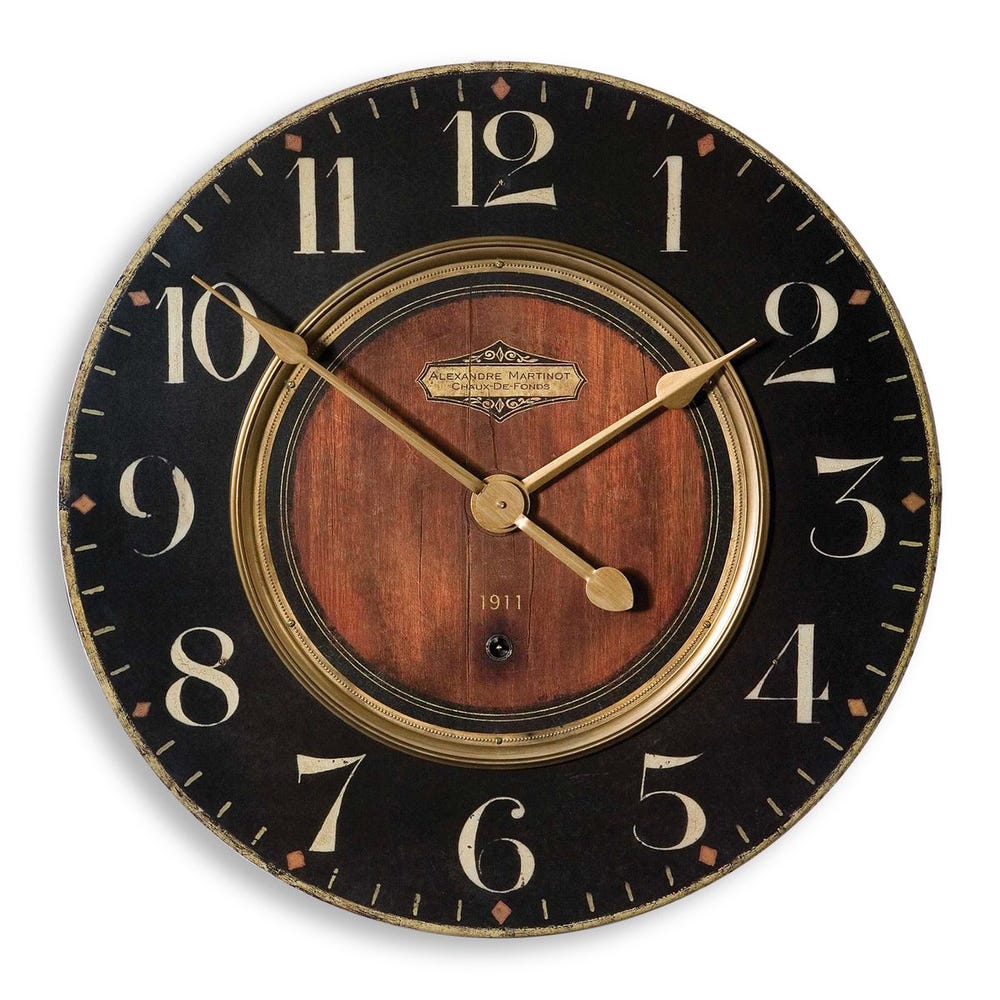 Weathered Brass Detail Wall Clock