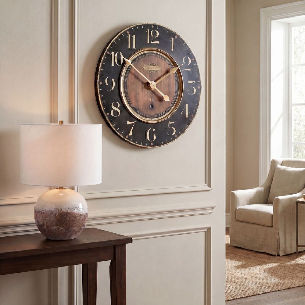 Weathered Brass Detail Wall Clock