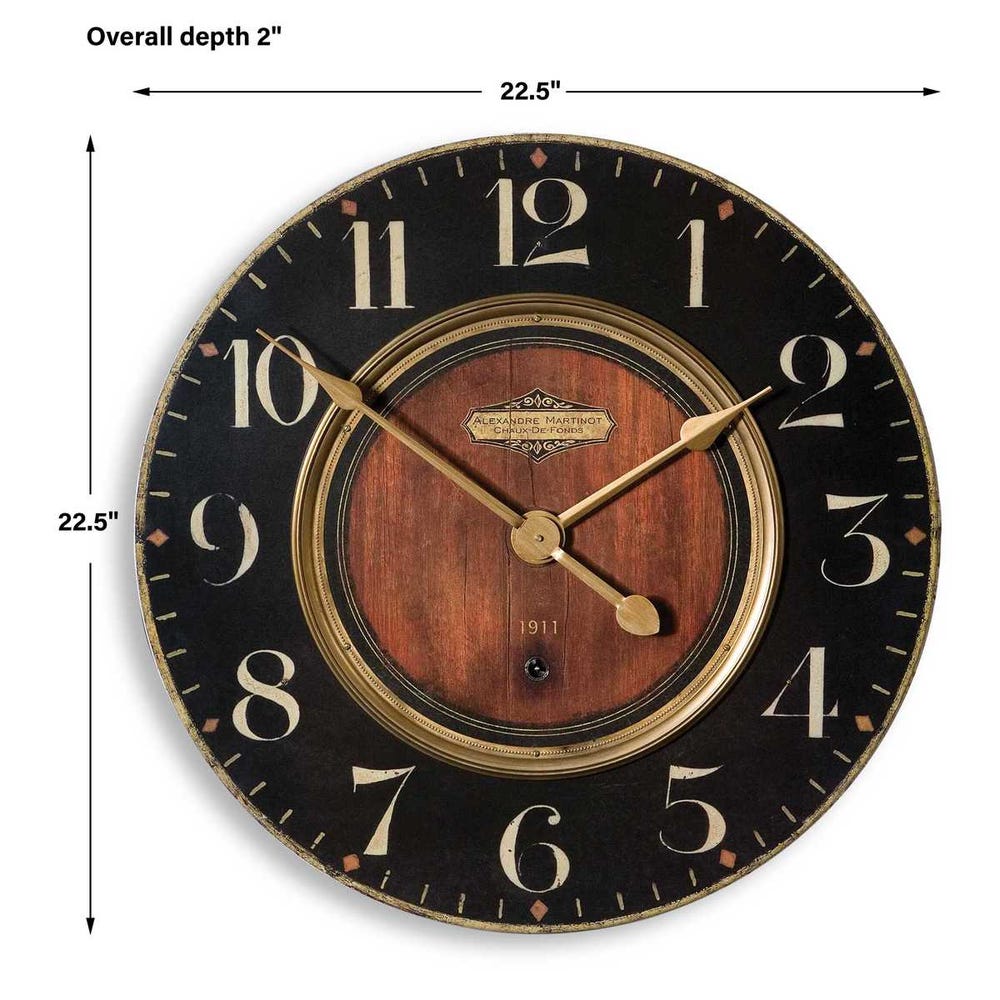 Weathered Brass Detail Wall Clock