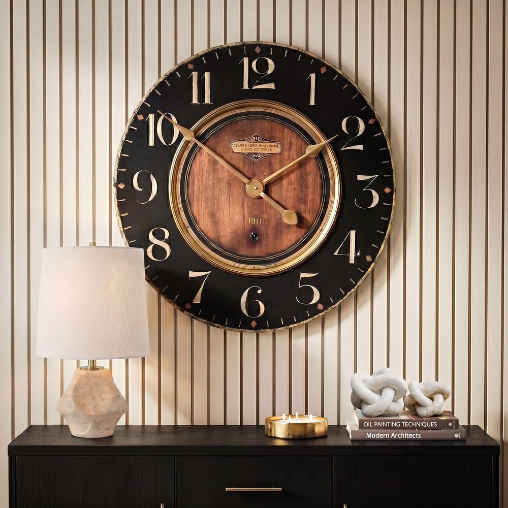 Weathered Brass Detail Wall Clock