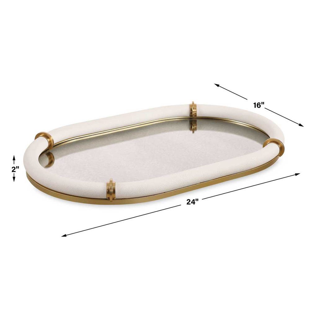 Cyprus Shagreen Mirror Oval Tray