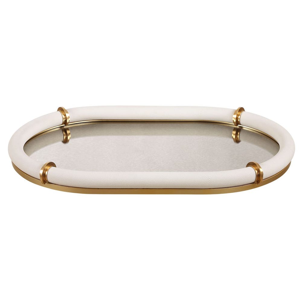 Cyprus Shagreen Mirror Oval Tray