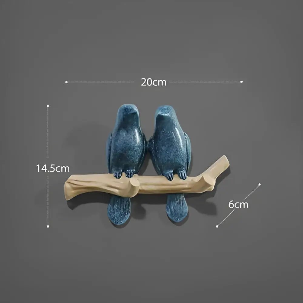 White decorbites bird resin hanger kitchen hook on wood branch