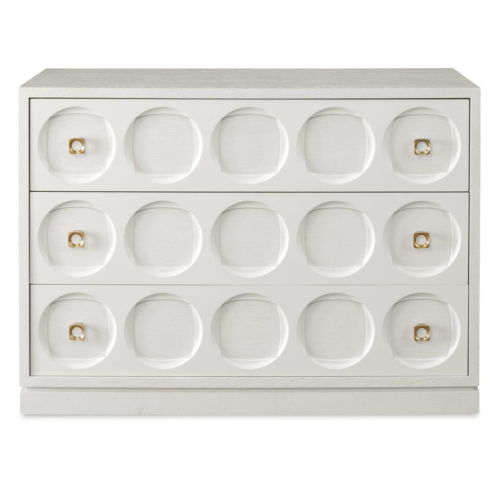 Celestine White Oak Geometric 3-Drawer Chest