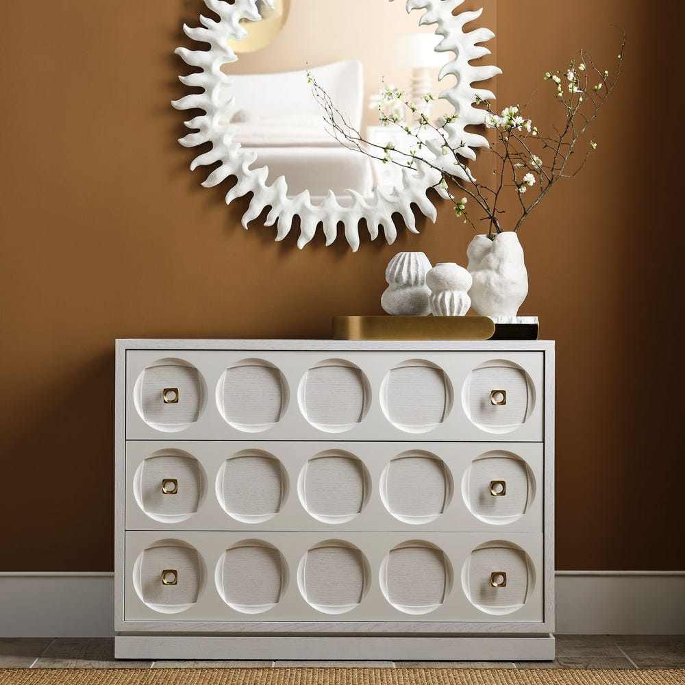 Celestine White Oak Geometric 3-Drawer Chest